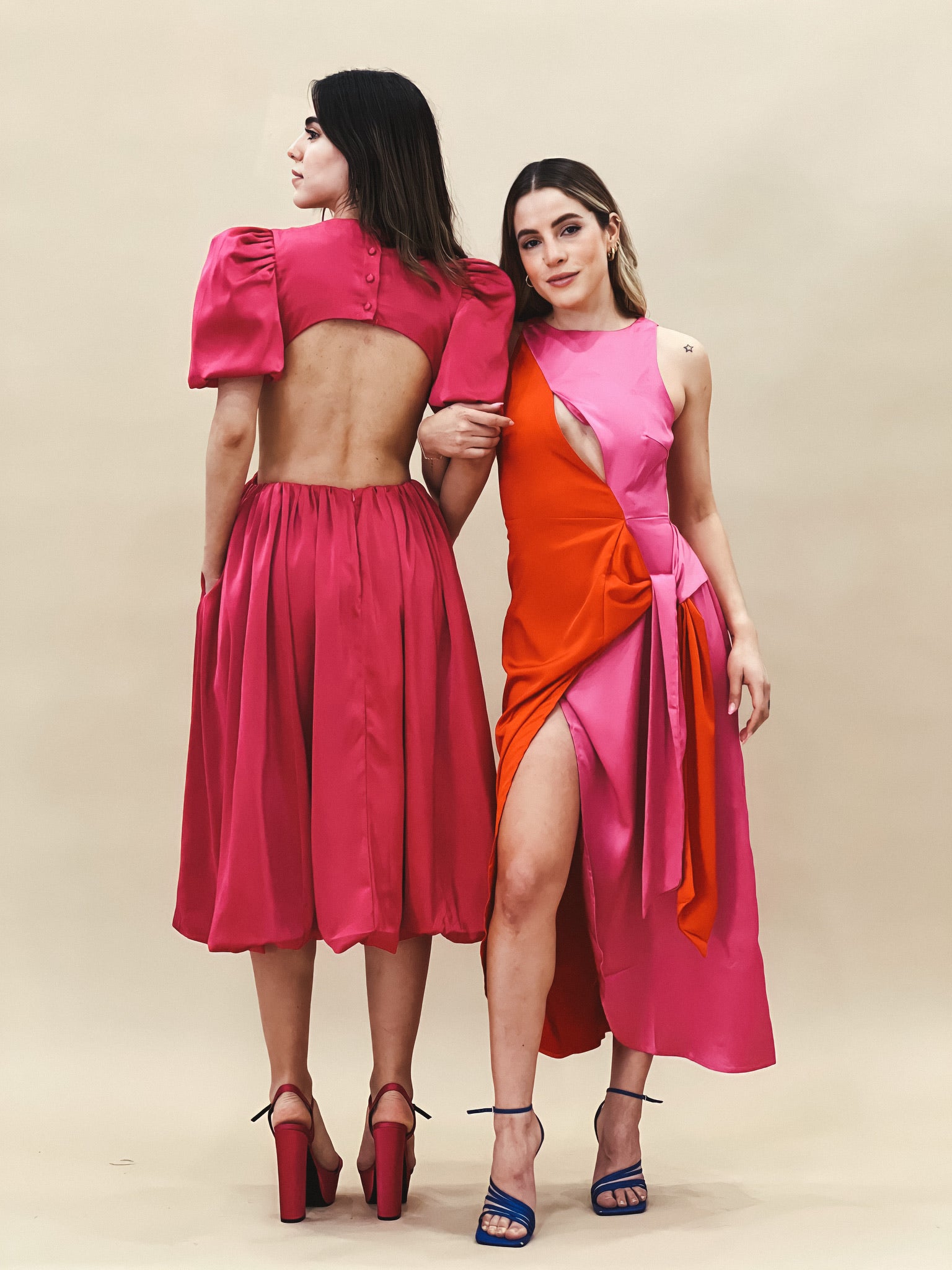 Vestido rosa naranja